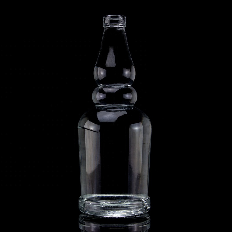 Acid Etch Surface Handling Tequila Glass Bottles with Round Neck and Empty Flint