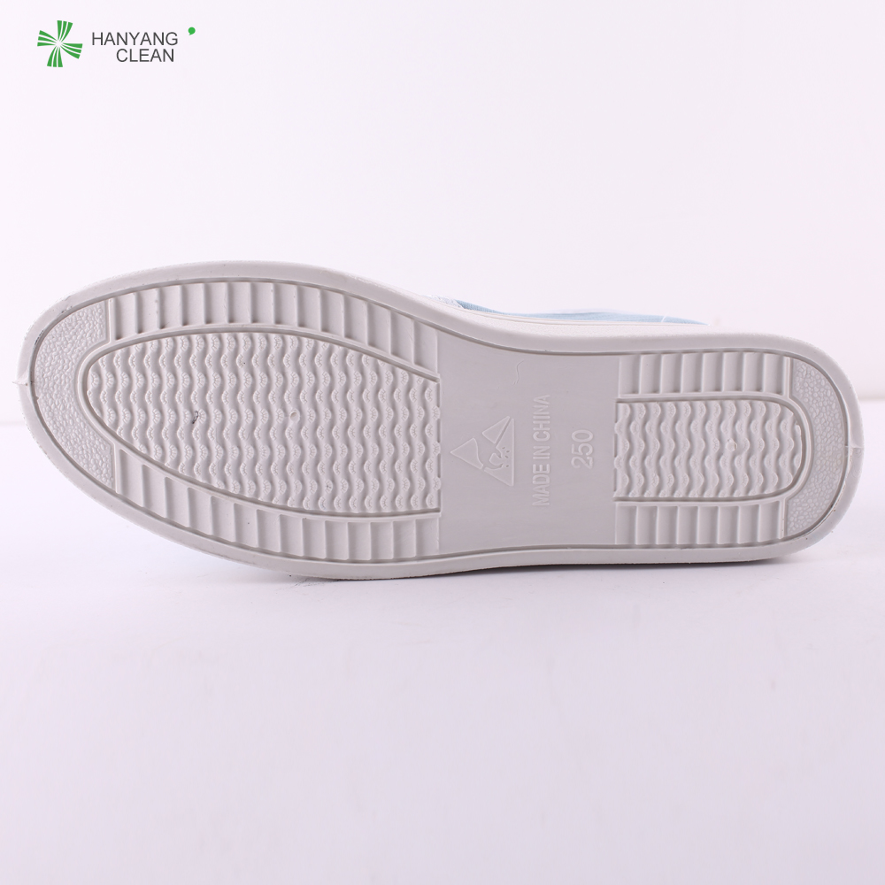 Pharmaceutical factory cleanroom stripe canvas PVC sole shoe breathable esd antistatic shoes