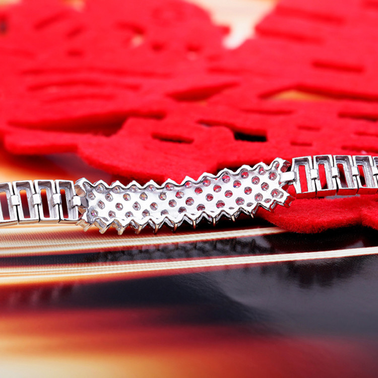 925 Silver Silver Link Bracelet Clear Cubic Zircon Tennis Bracelet (YAQS005)