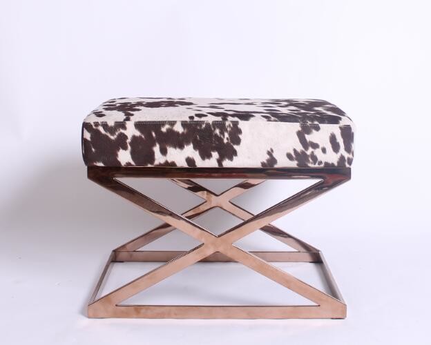 Living room cross legs stainless steel ottoman stool foot set ottoman stool