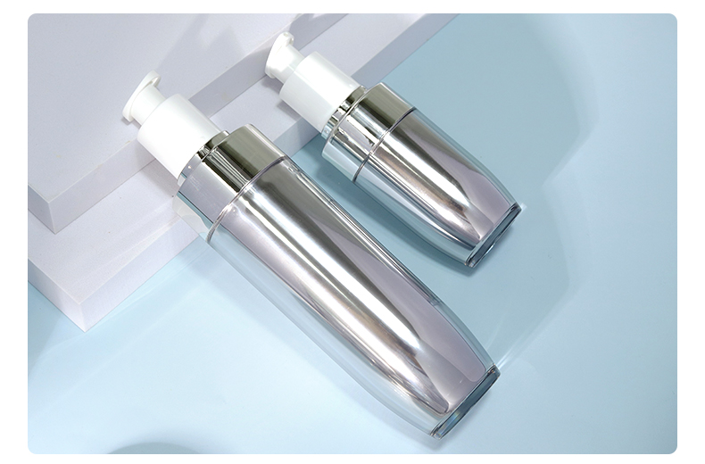 Replaceable Acrylic Bottles 30ml 100ml Silver Plastic Lotion Pump Bottle