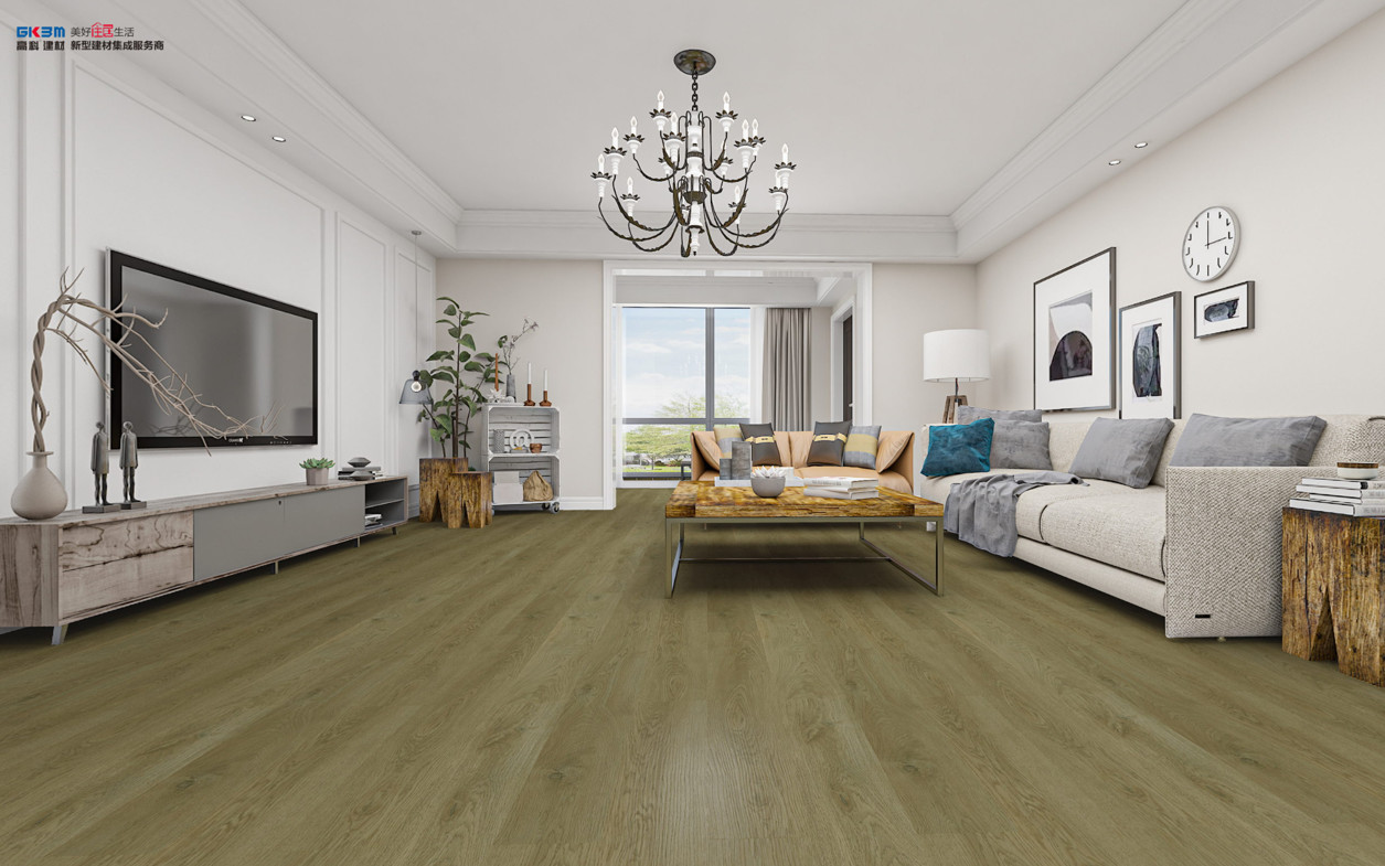 Fireproof SPC 5mm Oak Wood Grain Noise Prevention GKBM LS-W001 Greenpy