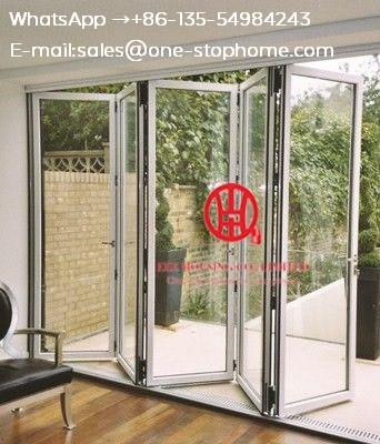 Low-e glass gray color aluminium folding glass door bi-fold door,bi fold door