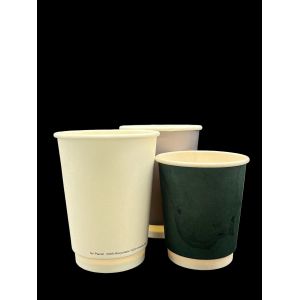 Custom Printed 8oz Double Wall Paper Cup Compostable Biodegradable