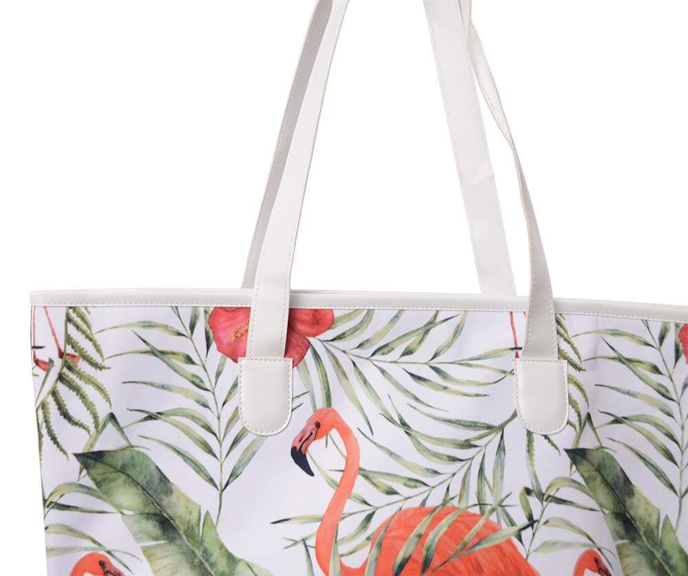 Polyester Large Beach Bag Tote Unisex Fashion With PU Handle
