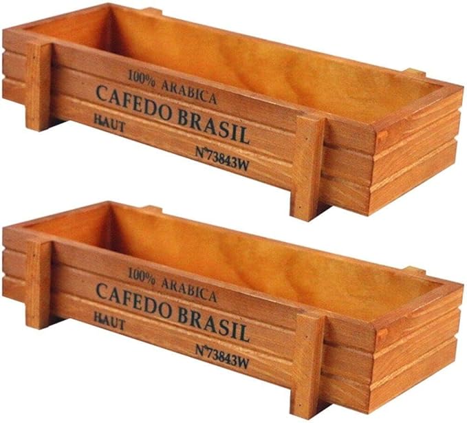 potting pots Wood Planter Box Wooden Succulent Planter Decorative 2 Pcs