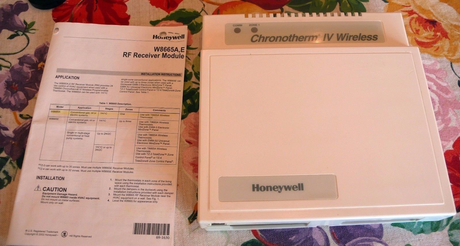 Honeywell W8665E 1000 20 - 30 Vac 60 Hz/50HZ Wireless Panel For Up To 3 Zones
