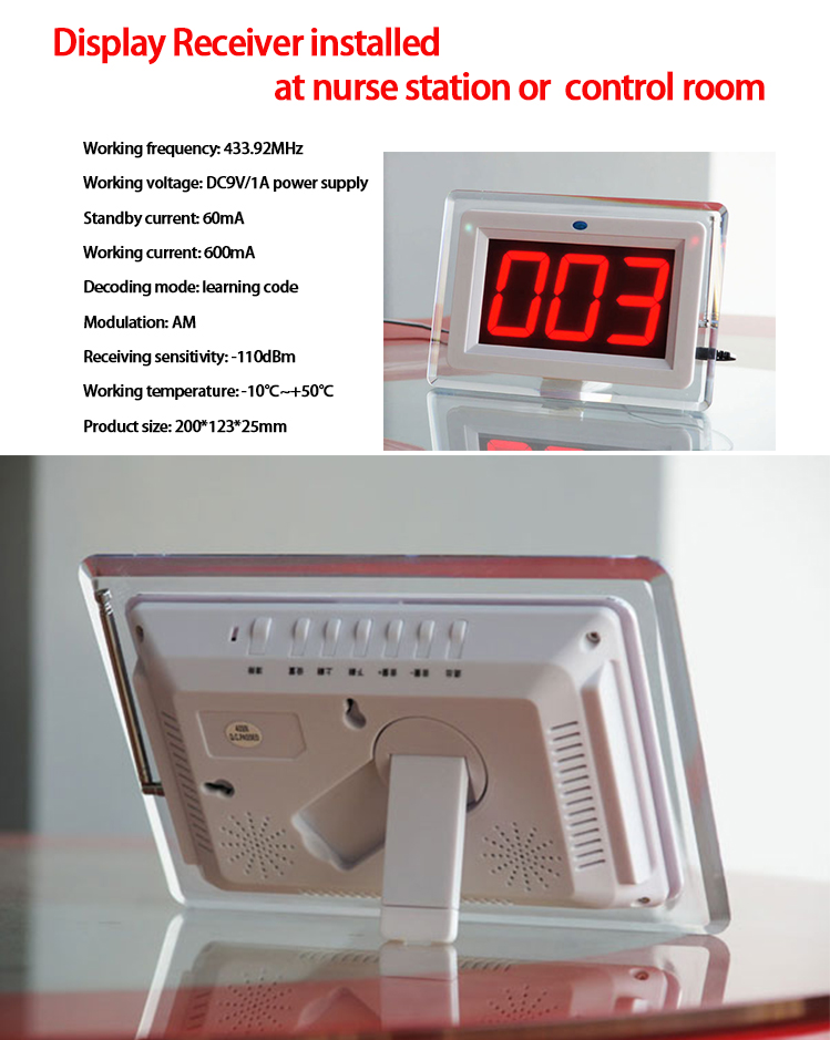 hospital wireless nurse call bell system, patient call nurse by pressing a call button near bed