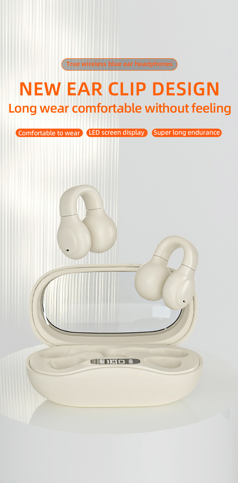 Sport Meeting Running Headset Bone Conduction Wireless Earphones with LED Display