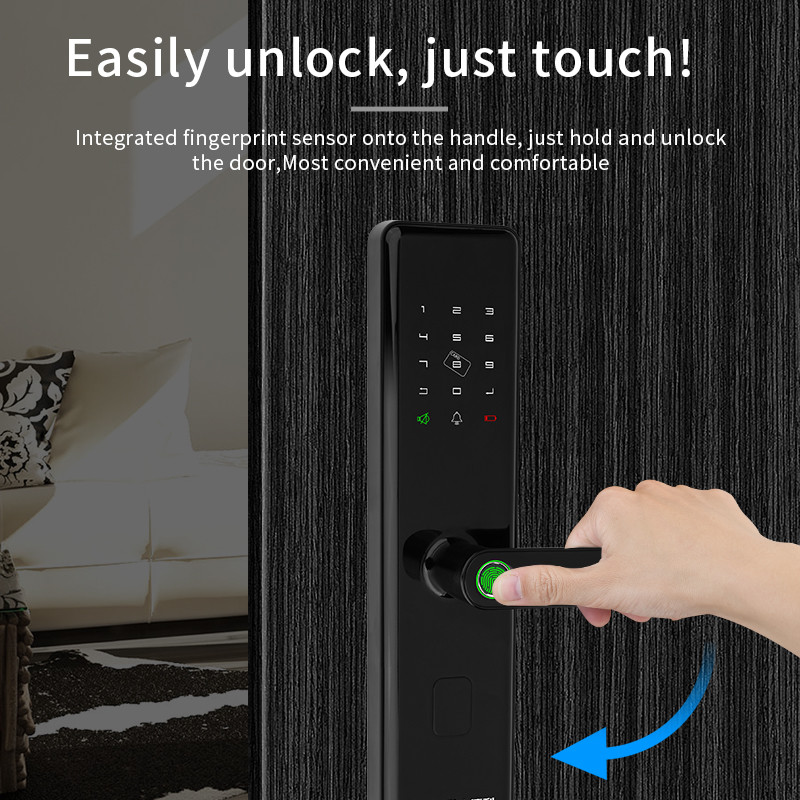 Hot Selling Fingerprint Smart Door Lock With Tuya Wifi Smartphone App Remotely Control High Quality For House Use
