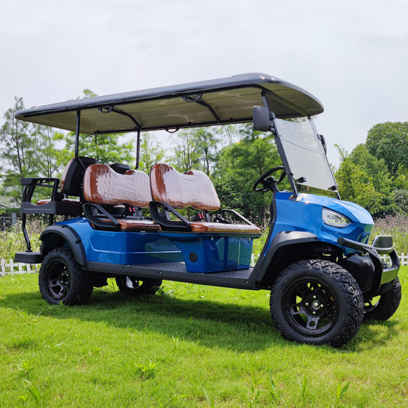 Blue 6 Seater Golf Cart wheelbase 2420mm charging time 6-8 hours Ground clearance 120mm