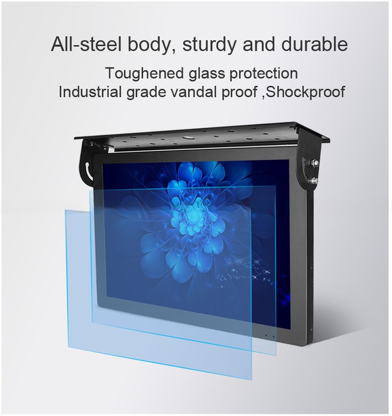 18.5 Inch Bus 4G Android TV LCD LED Advertising Video Monitor Signage Display For Taxi Coach Vehicle