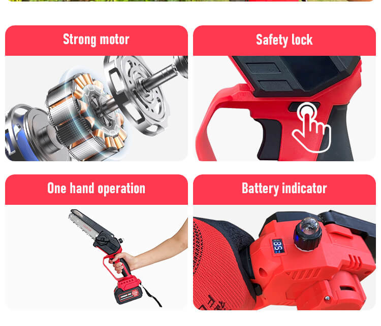 High Power 650W Portable Small Chainsaw Woodworking 21V Brushless Cordless Electric