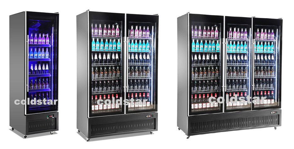 Commercial Cold Drink Refrigerator Display Vertical 3 Doors Bar Beer Cooler
