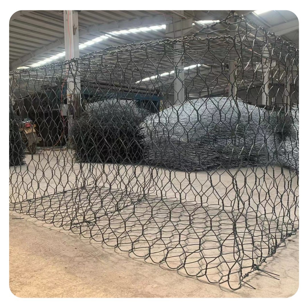 Galfan Wire 2.7mm Metal Gabions Basket Cage Construction Black Finish