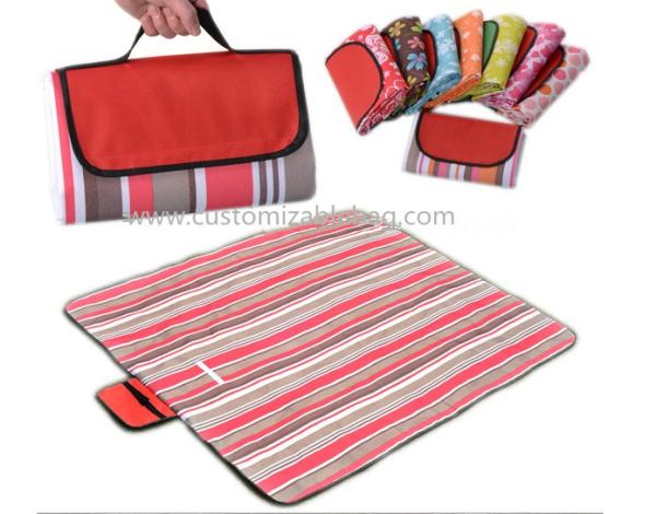 Red Stripes Outside Foldable waterproof Picnic mat Blanket for Camping / Travel
