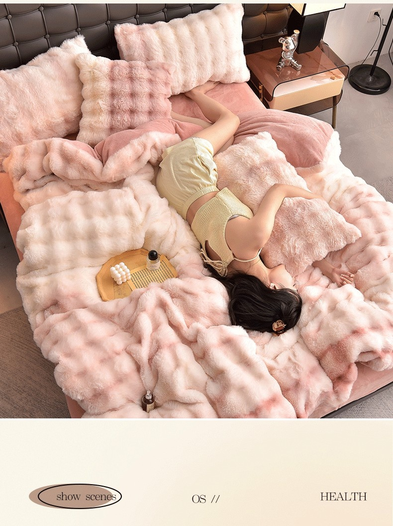 2023 Hot Rabbit Hair 4-Piece Set in Rabbit Velvet Milk Velvet for Nondisposable Home