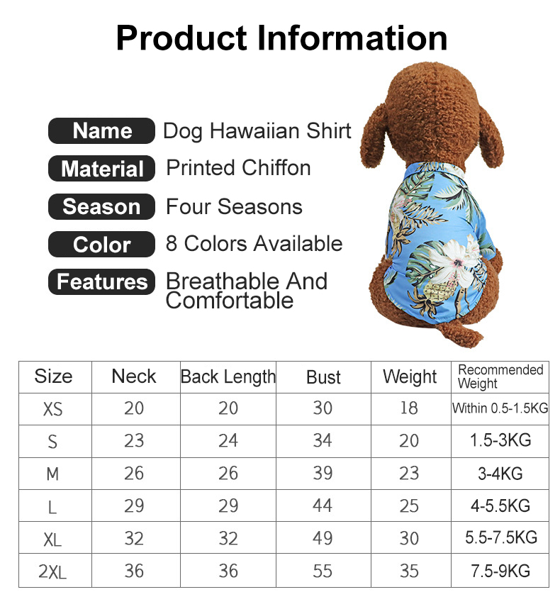 Hawaiian Style Pets Wearing Clothes French Bulldog Dog Hawaiian Shirt