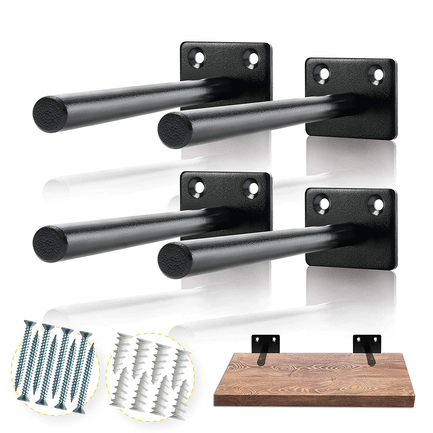 Black Plating Heavy Duty L-Shaped Wall Floating Shelf Bracket with 4mm/6mm Thickness