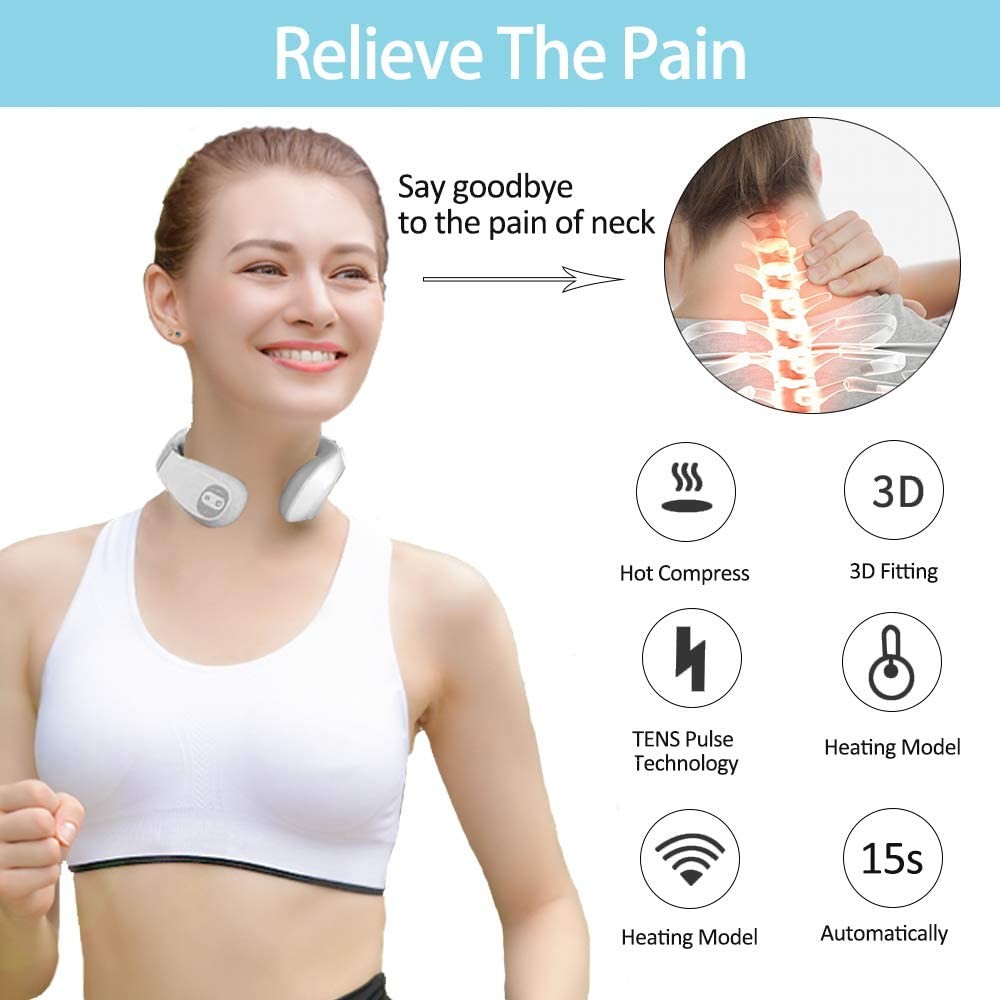 Skin Friendly EMS Wireless Neck Massager TENS Pulse Red Light Therapy OEM ODM