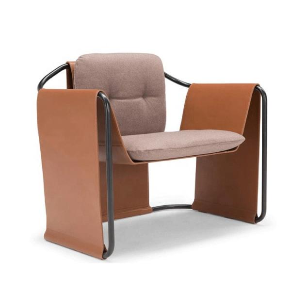 Metal Frame Leather Leisure Chairs Adjustable Restraint Head Brown Leather