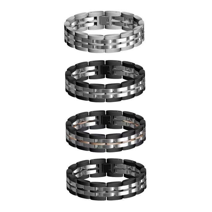Colorful Stainless Steel Bracelet Classic Watch Band Bracelet With Black Leather Rope