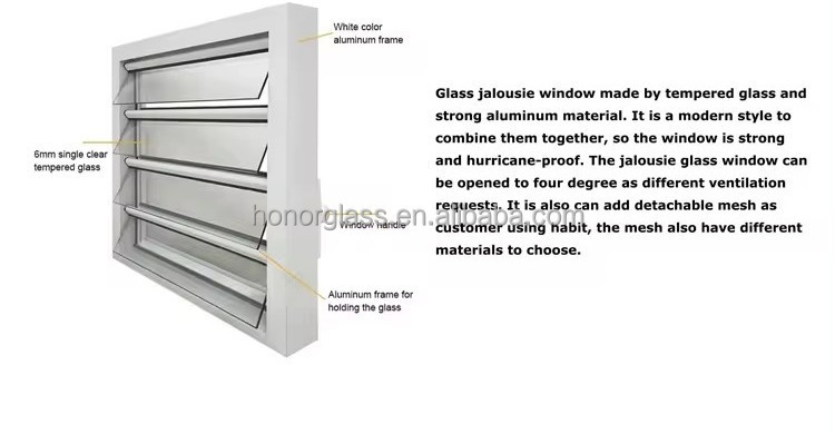 Aluminum Louver Glass Window Waterproof Sunproof Aluminum Frame Windows