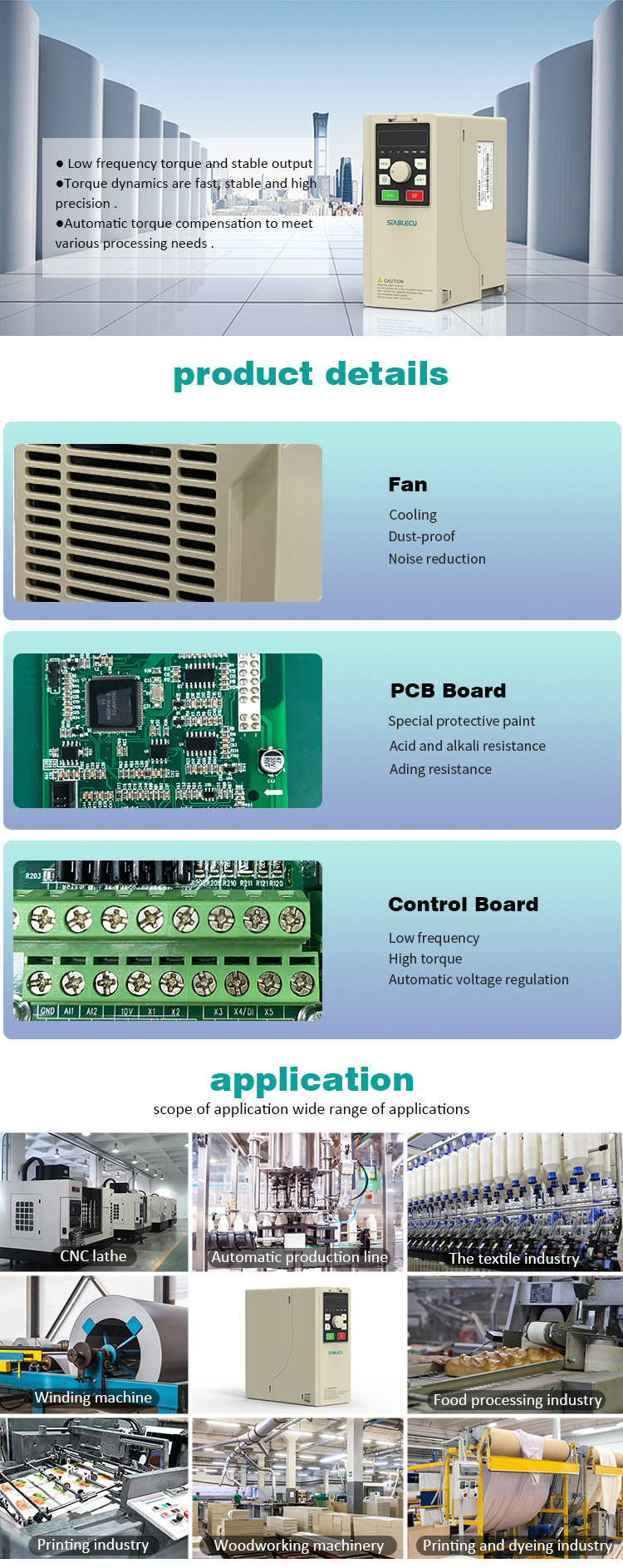 0.75KW 1HP Three Phase Variable Frequency Inverter Motor Control