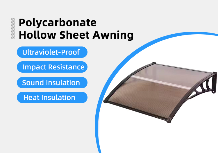 Transparent Polycarbonate Window Door Awning , Clear Polycarbonate Roof Canopy
