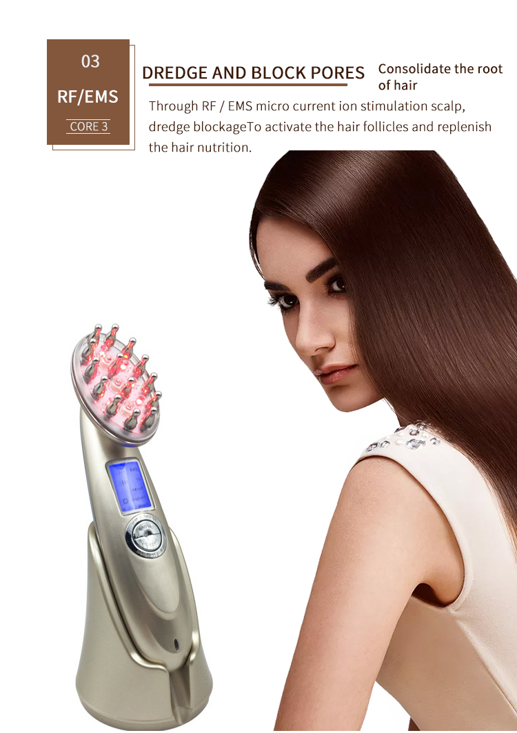 Laser Photon Microcurrent Vibration Massage Comb Red Light Therapy Hair Growth Brush
