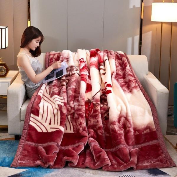 Comfortable Winter Thickened Raschel Blanket Super Soft Double Layer for Home