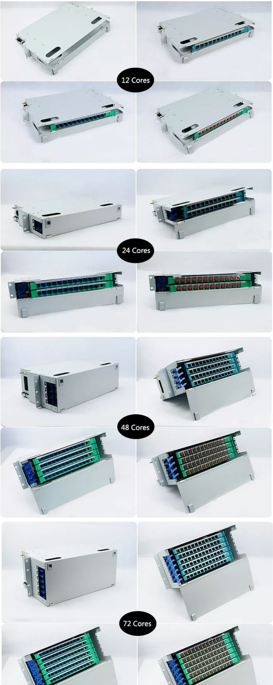 12 Core ODF Patch Panel FC 1U Rack Mount Box 19" Fiber Optic