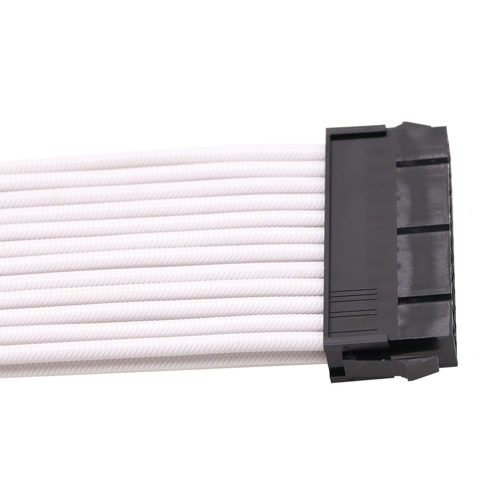 90 Degree Bradided Sleeve24Pin ATX Cable Extension Sleeve Computer Cable Extension Supply Adapter Sleeved PSU Cable Extension