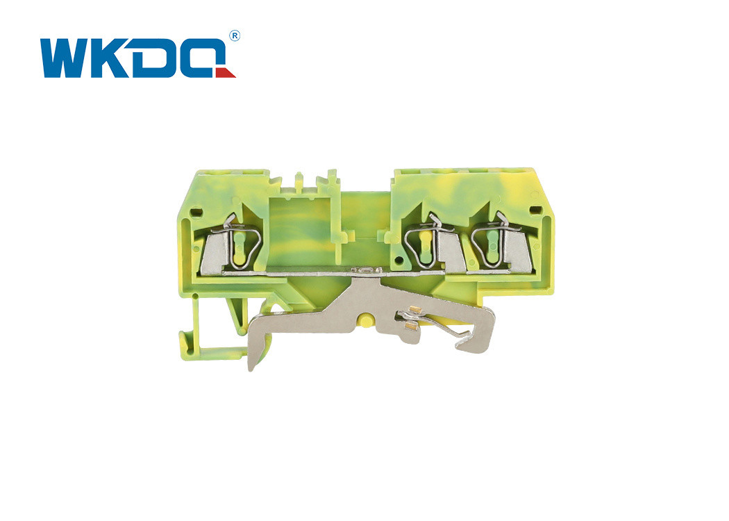  280-687 Yellow Green Spring Cage Feed Through Earthing Ground Terminal Blocks Din Rail Manufactures
