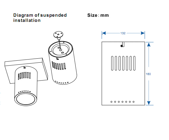 2015 suspended downlight led 20w-50w high power with 3 years warranty