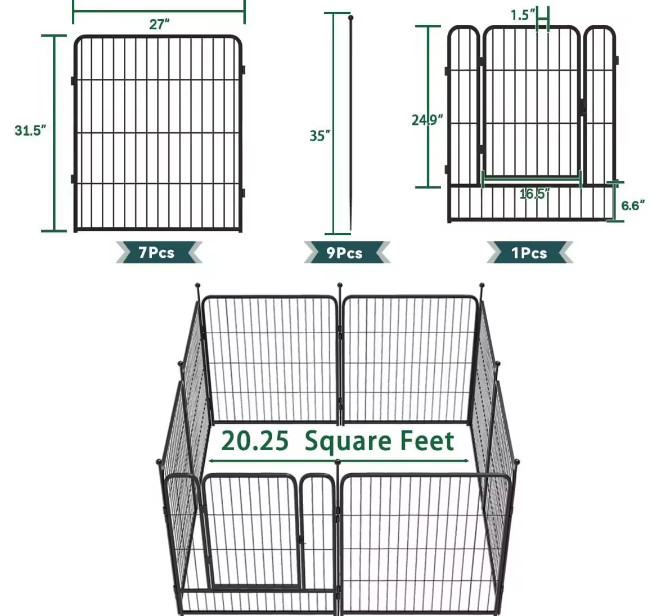 6pcs Folding Portable Metal Dog Playpen Puppy Outdoor Fence Kennel