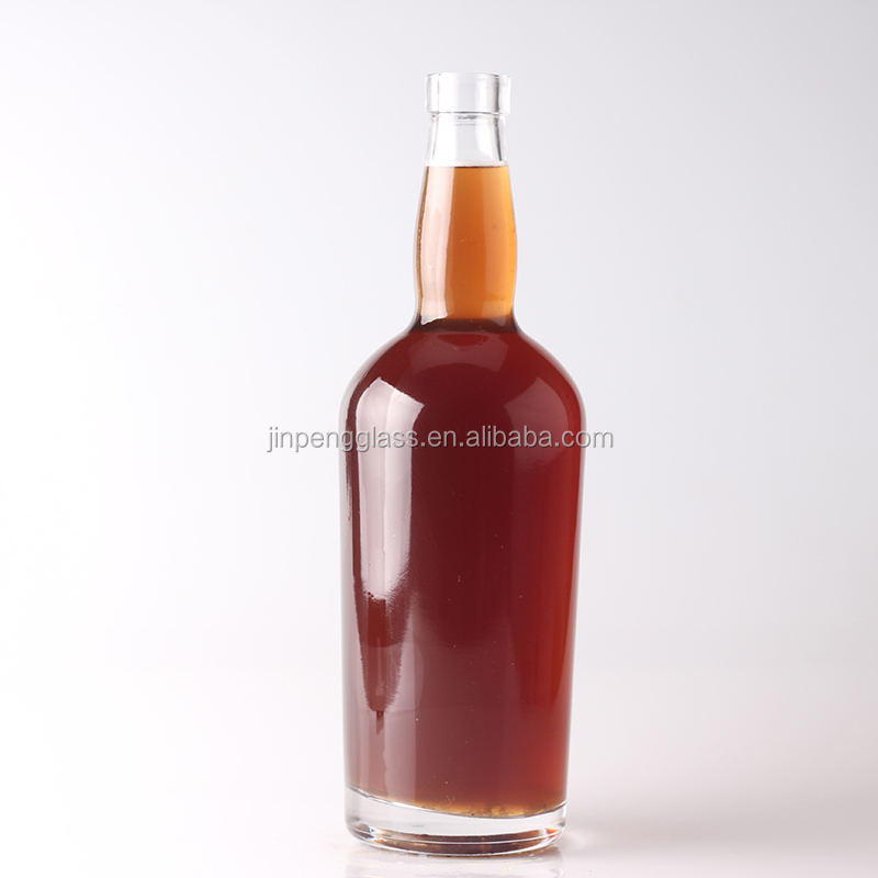Engraving 1 Liter Glass Bottle With Cork Cap for Liquor Whisky Vodka