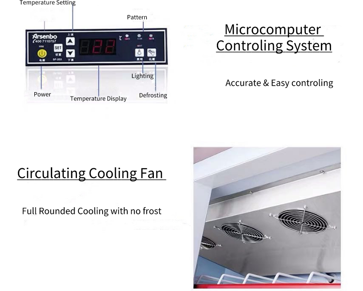 320W Glass Front Commercial Beverage Refrigerator Microcomputer Classic Type