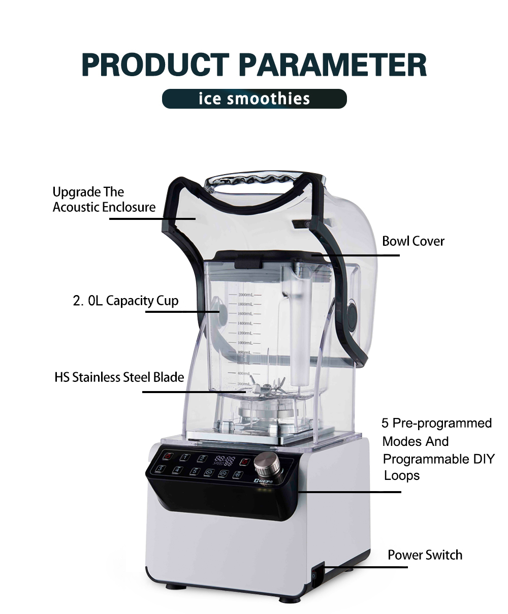 Smart Kitchen Appliances 1800W High Power 2.0L Multi-functional Commercial Blender
