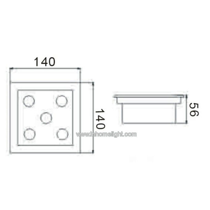 5W High Brightness Square Led Buried Light AC85V-265V IP66