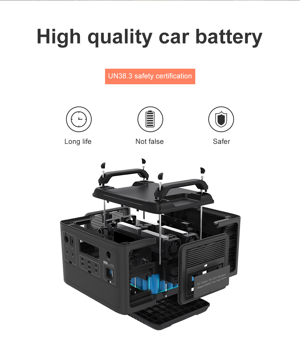Battery Lithium Portable Power Station For Refrigerator Tv 2000Wh Wireless Charger