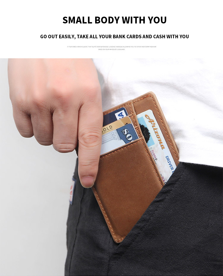 Custom Logo Men's Genuine Leather RFID Front Pocket Wallet for Ultra Slim Card Holder