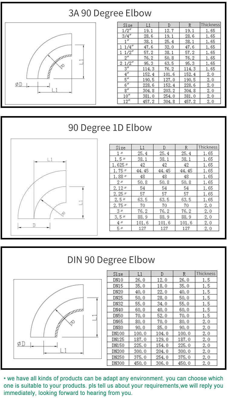 OEM 90 Degree 304 Stainless Steel Pipe Fittings Long Elbow Equal