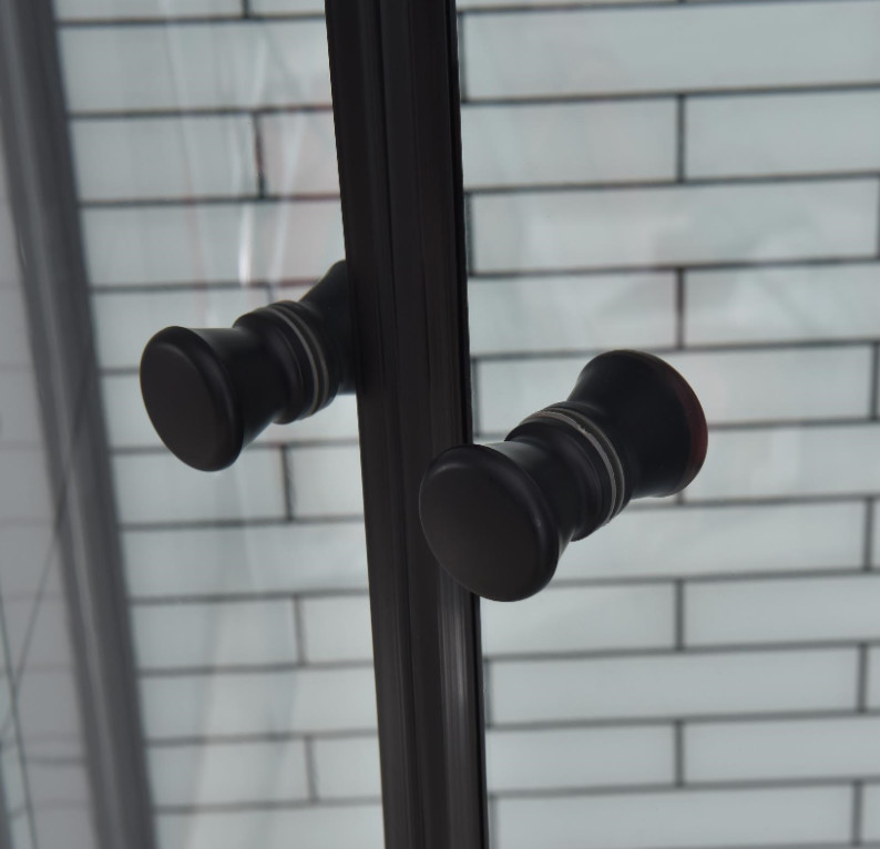 Black Square Sliding Door Tempered Glass Shower Room