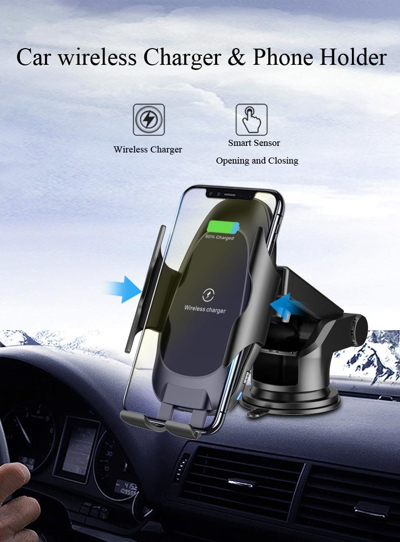 360 Rotation 10W Car Mount Wireless Charger Cell Phone Mount Charger