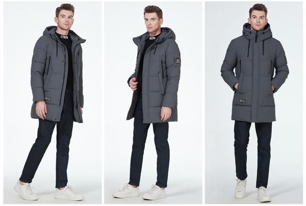 Regular Fit Mens Long Parka Dark Gray Men'S Packable Down Jacket With Many