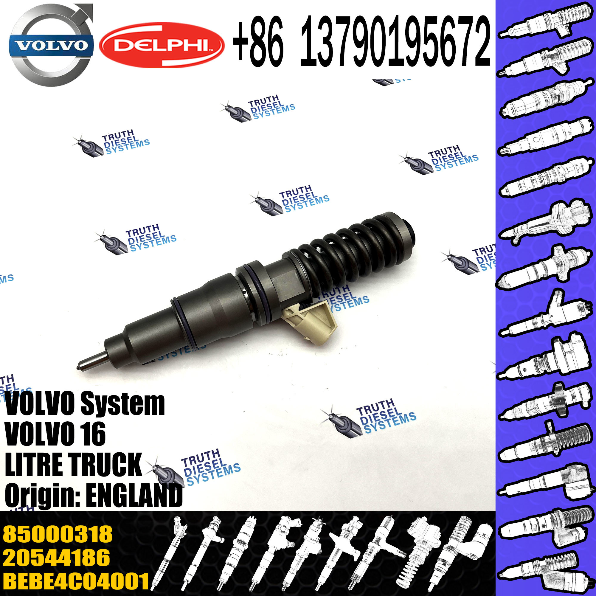 1600231962358 diesel fuel injector BEBE4C04001 BEBE4C04101 20544186 85000318 for VOL FH 16 D16C, Euro 3