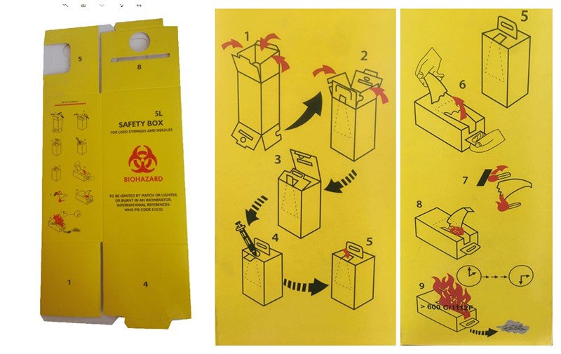Paper Board Material Medical Sharps Box For Medical Hospital And Clinic