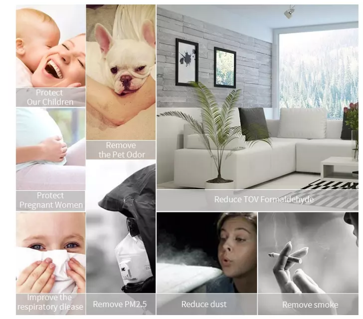 H12 Remote Control Air Purifier 60W Portable Air Cleaner With UV Light