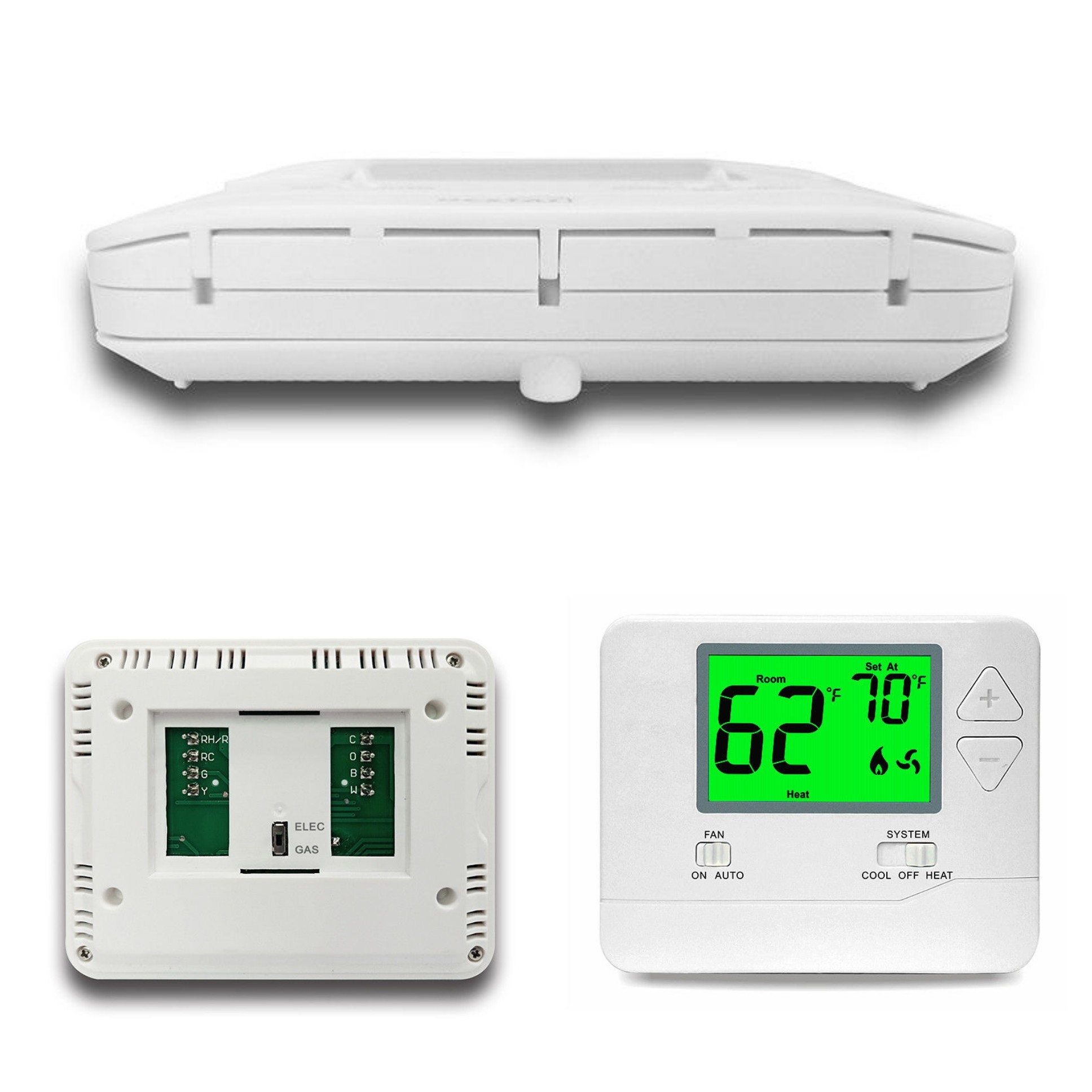 Blue / Green LCD Screen HVAC Thermostat Square Shape Contemporary Design